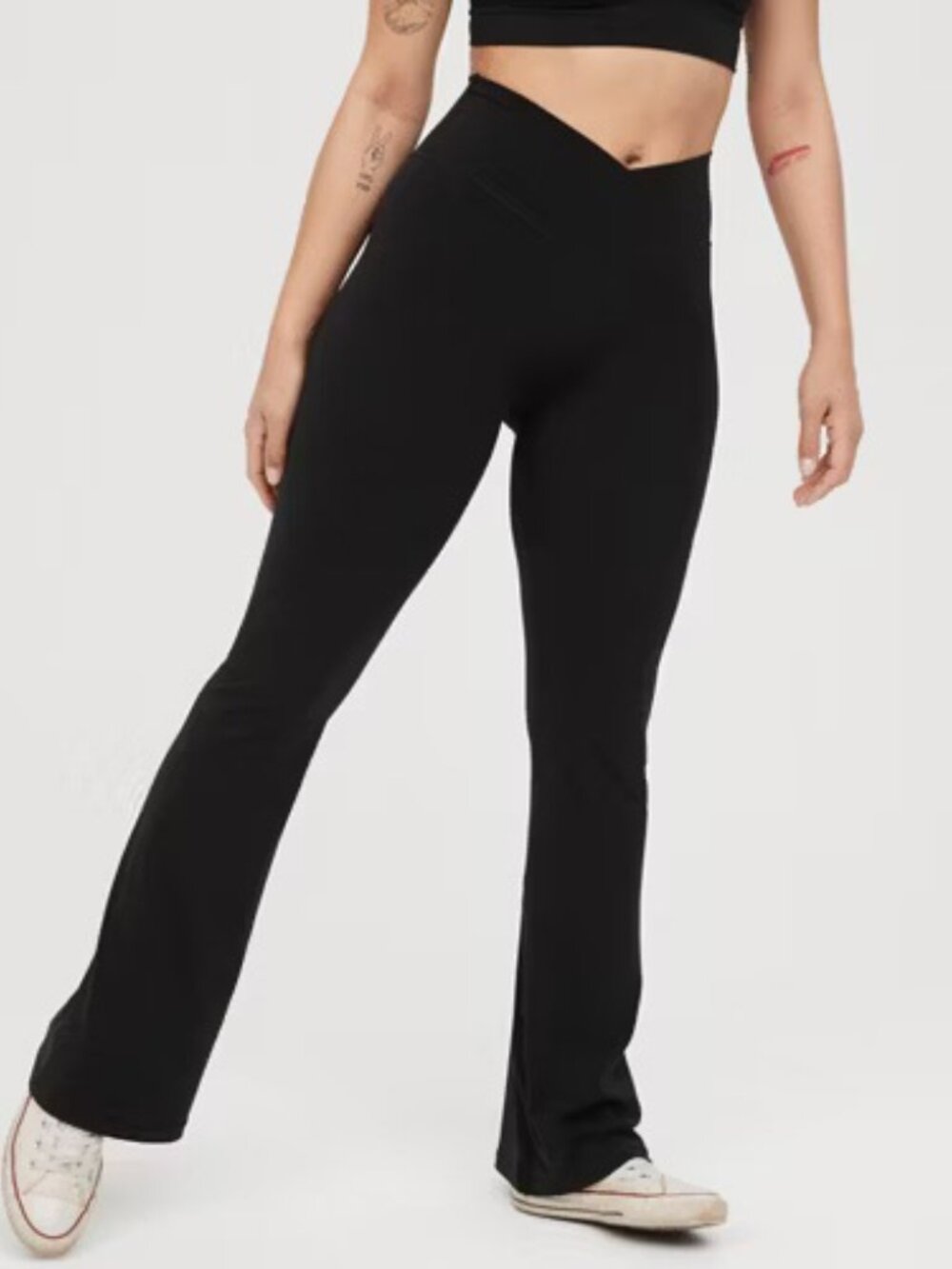 Aerie Offline Black High Rise Real Me Flare‎ Pants